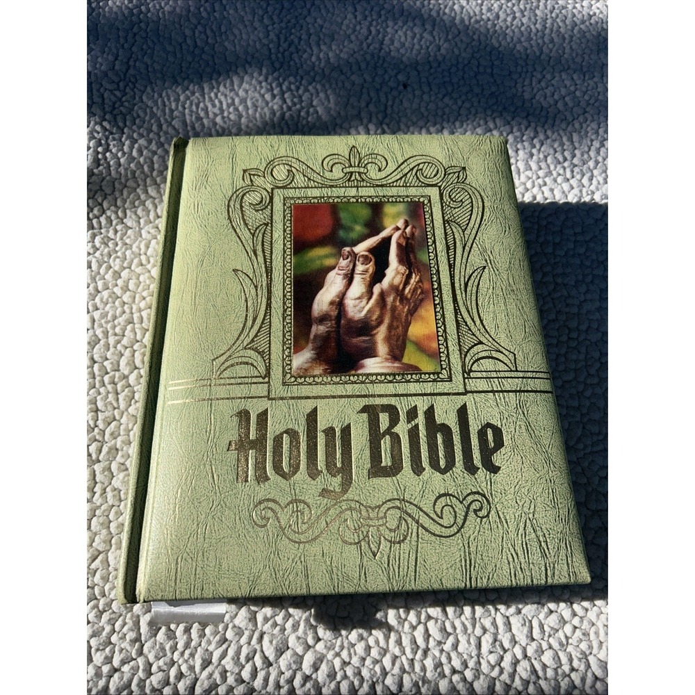 Vintage 1960 De Vore & Sons Family Bible KJV Red Letter Indexed Green Hardcover